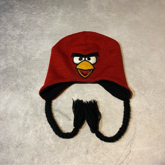 Angry Birds Red Bird Reversible Pig Knit Hat 100% Acrylic Ear Cover Winter - Picture 8 of 11